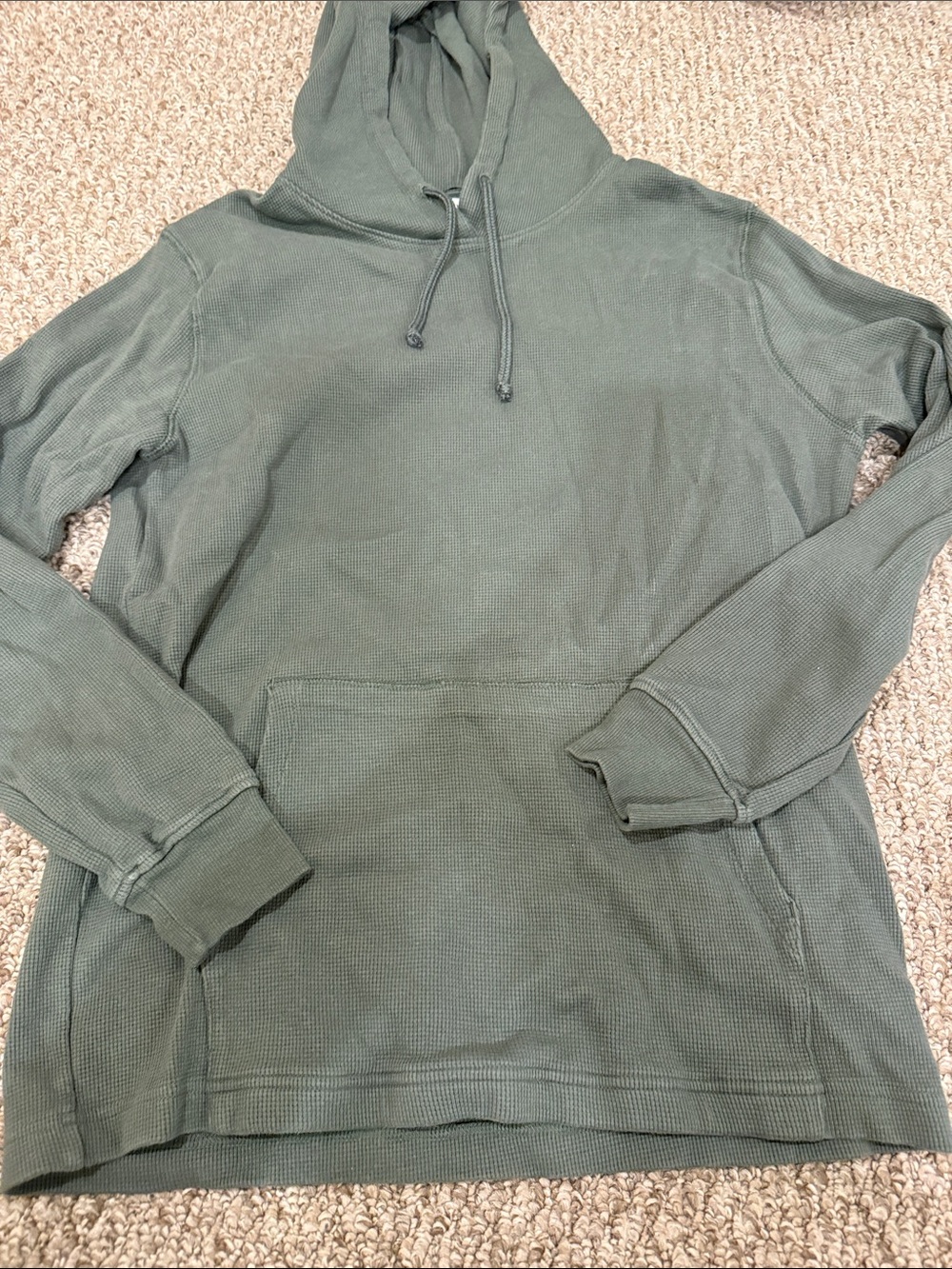 The North Face Olive Green Hooded Waffle Knit Sweater